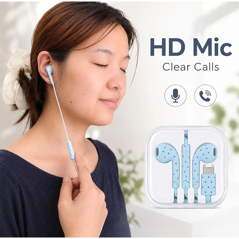 Type C Earphones Polka Dot Sta - Wired Earphone Mic recension och pris